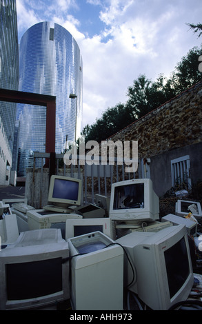 Computers discarded at La Defense in Paris France Stock Photo