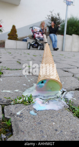 falling down ice-cream cone Stock Photo