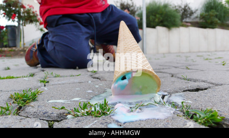 falling down ice-cream cone Stock Photo