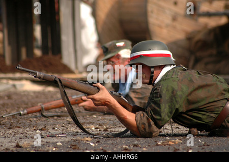 Historical reenactment of Warsaw Uprising in 1944 during II World War Stock Photo