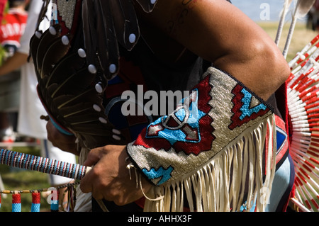 First Nations dancers in traditional dress at a pow wow ceremony, Winnipeg,  Manitoba, Canada - SuperStock