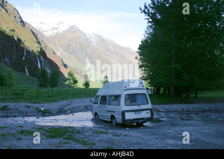Early morning trip crossing Ford Mt Aspiring National Park South Island New Zealand Stock Photo
