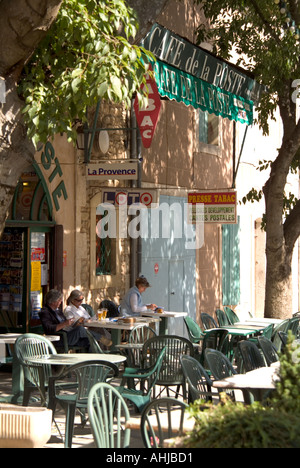 Dappled light over French bar cafe in Goult Provence Stock Photo