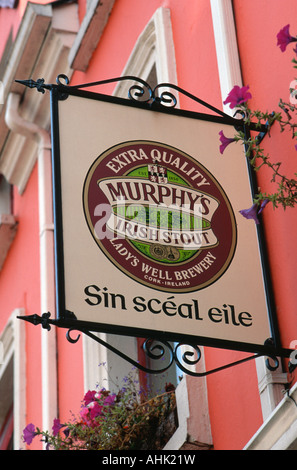 Murphy's Irish Stout sign outside colorful pub Kenmare County Kerry Ireland Stock Photo
