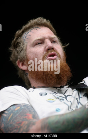 Troy Sanders, bass, Mastodon, Heavy metal band, from Atlanta Georgia, formed in 1999, Brann Dailor, drummer, Brent Hinds, Lead Guitar & vocalist, Bill Kelliher, guitar, Download Rock Festival, Donnington Park, Leicestershire, UK Stock Photo