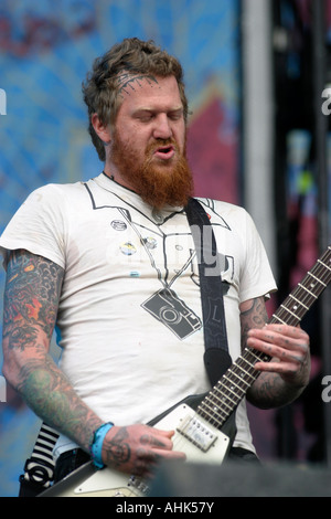 Troy Sanders, bass guitarist, Mastodon, Heavy metal band, from Atlanta, Georgia, formed in 1999, Brann Dailor, drummer, Brent Hinds, Lead Guitar, vocalist, Bill Kelliher, guitar, Troy Sanders, bass, Download Rock Festival at Donnington Park, Leicestershire, UK Stock Photo