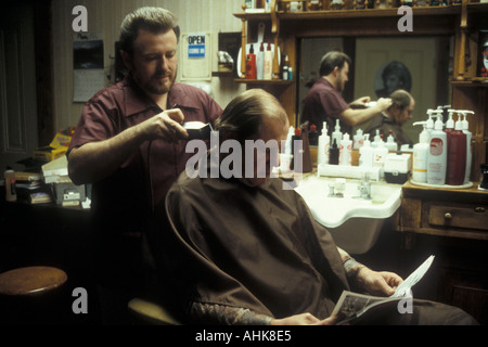 Haircut in Old Fashioned Barbershop Stock Photo