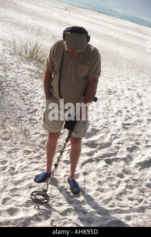 Male hand holding metal detector device above the ground Stock Photo ...
