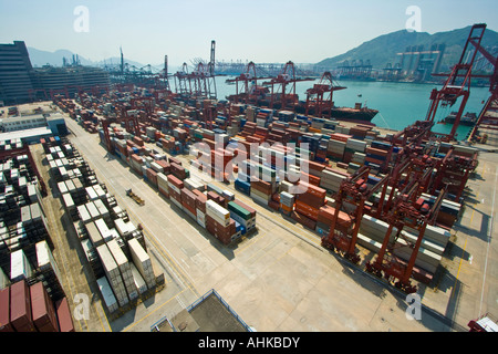 Shipping Containers Maersk Danville Ship Modern Terminals Hong Kong Docks Stock Photo