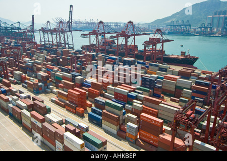 Shipping Containers Maersk Danville Ship Modern Terminals Hong Kong Docks Stock Photo