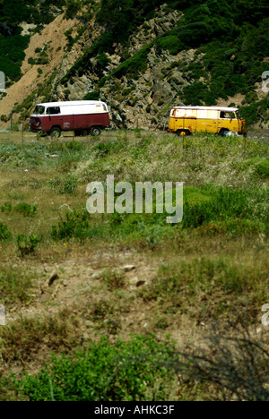 old abandoned camper vans Skiathos Greece Stock Photo