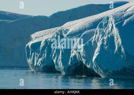 Huge blue icebergs stranded on Icefjeldsbanken Disko Bay Ilulissat or Jacobshavn Greenland World heritage site Stock Photo