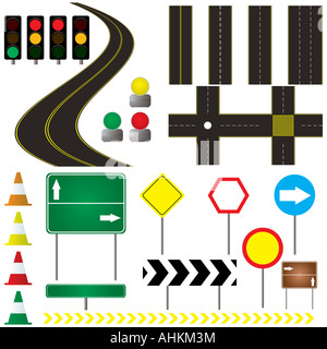 collection of road markings and sign that can be used in your own design Stock Photo