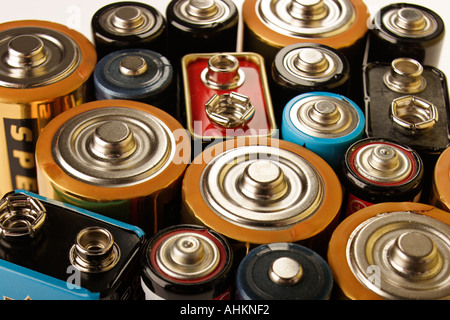 Assortment of batteries Stock Photo
