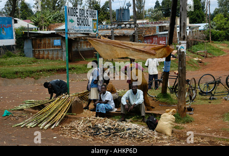 Africa Kenya Tanzania frontier border town house urban people Stock Photo