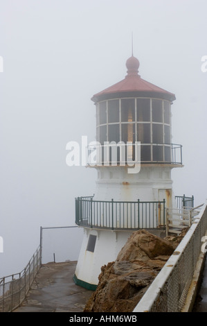 Point Reyes Lighthouse California on a typical foggy summer day Stock Photo