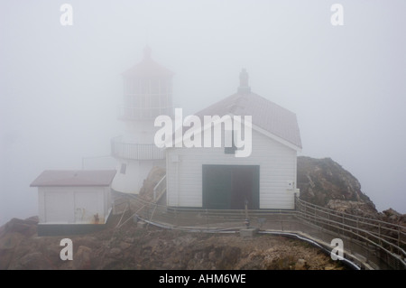 Point Reyes Lighthouse California on a typical foggy summer day Stock Photo