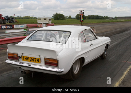 Heavily modified Ford Capri on startline at drag race Stock Photo