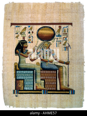 Egyptian Art Nefertari and Horus Stock Photo
