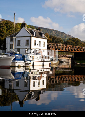 The Forth and Clyde Canal at Bowling harbour On The River Clyde, Scotland. Stock Photo