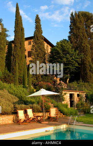 Villa Agriculture Country Nature Scenery Fattoria Valle Hotel Swimmingpool Tuscany Italy Meditterranean Stock Photo