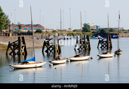 Sailing yachts moored in Cardiff Bay South Wales UK Stock Photo