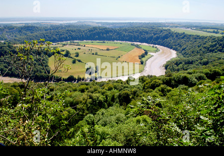 View over lower River Wye Valley from Eagles Nest viewpoint at Wyndcliff near Chepstow Monmouthshire South East Wales UK Stock Photo