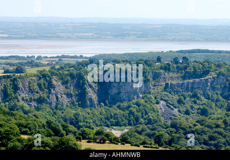 View over lower Wye Valley from Eagles Nest viewpoint at Wyndcliff near Chepstow Monmouthshire South East Wales UK Stock Photo