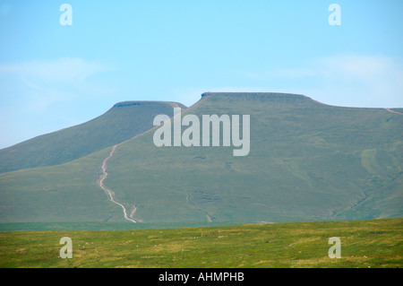Pen y Fan and Corn Du from Fan Lila in the Brecon Beacons National Park Powys South Wales UK Stock Photo