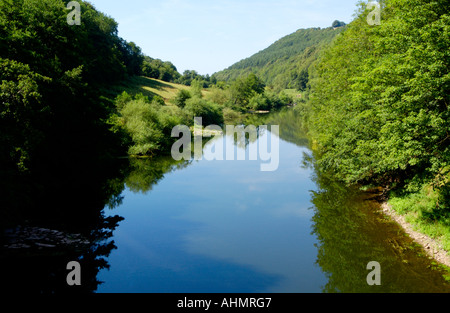 River Wye at Redbrook viewed from Penallt railway bridge Monmouthshire South East Wales UK Stock Photo