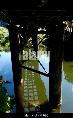 River Wye at Redbrook under Penallt railway bridge Monmouthshire South East Wales UK Stock Photo