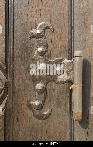 Hinge in the old door Stock Photo