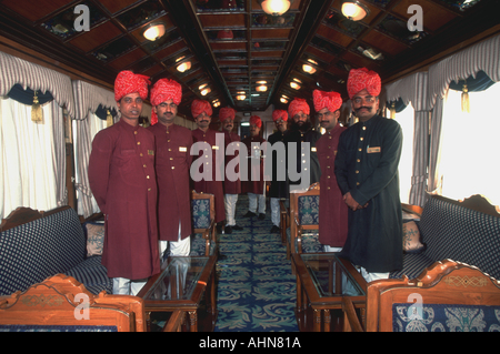 Train staff Palace on Wheels India Stock Photo