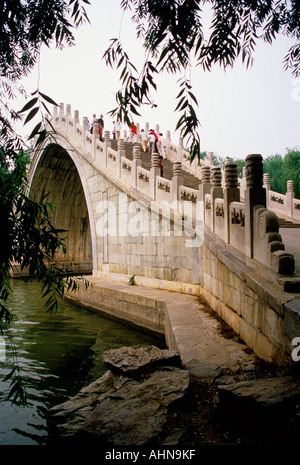 Summer Palace's Jade Belt Bridge Yudai Qiao over inlet of Yu River to Kunming Lake Stock Photo