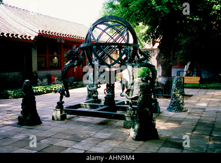 Beijing Ancient Observatory bronze armillary sphere astronomical instrument built in 1439 by the Jesuits Stock Photo