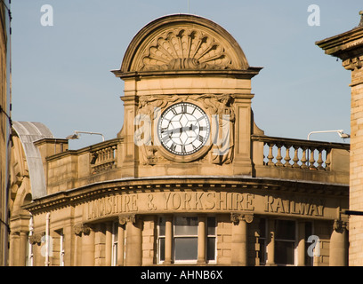 Facade Of The Victoria Train Station Manchester,Showing The name Of The Long Defunct Lancashire And Yorkshire Railway Company. Stock Photo