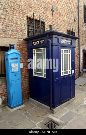 UK Yorkshire Ripon St Marygate House of Correction Museum Police call box Stock Photo