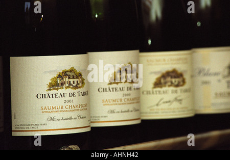 Bottles of Chateau de Targe 2001 of Edouard Pisani in Saumur Champigny, Maine et Loire France Stock Photo