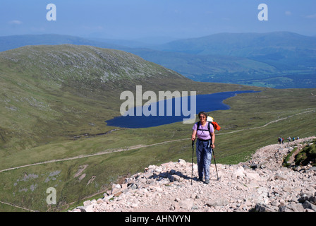 Hiker on Ben Nevis, Highland Scotland Stock Photo