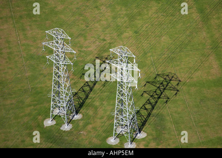 Power Pylons Christchurch Canterbury South Island New Zealand aerial Stock Photo