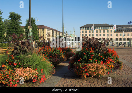 goteborg Gothenburg old buildings and flower beds in the city centre Sweden EU Europe Stock Photo