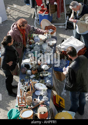 Bric-a-brac market stall Stock Photo