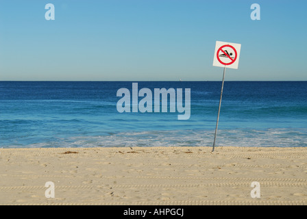 No Swimming sign Scarborough Beach Perth Western Australia