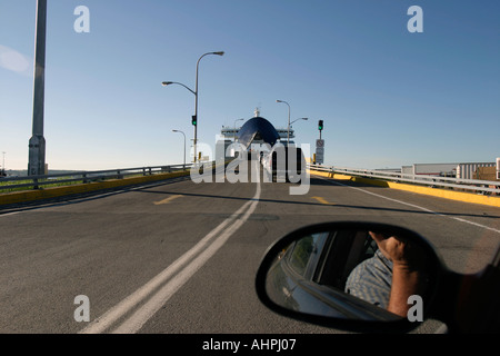 Ferry being loaded and awaiting new passengers for the crossing to Newfoundland in North Sidney Stock Photo