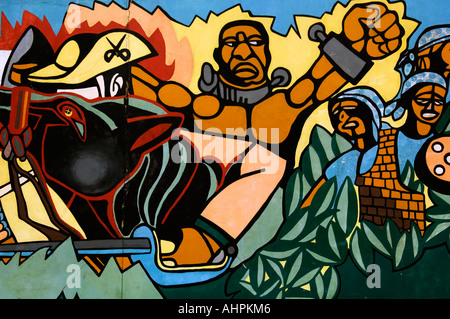 95m long mural near the airport depicting the civil war, Maputo, Mozambique Stock Photo