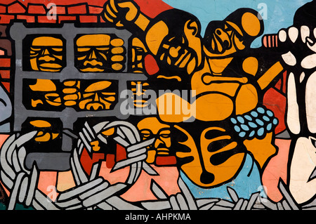 95m long mural near the airport depicting the civil war, Maputo, Mozambique Stock Photo