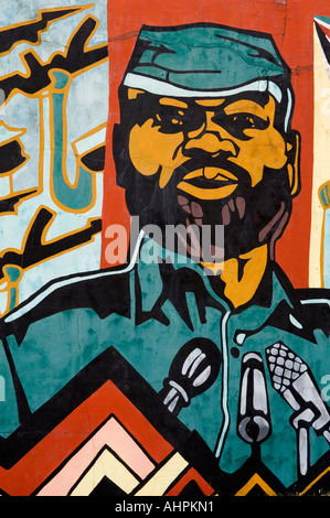 95m long mural near the airport depicting the civil war, Maputo, Mozambique Stock Photo