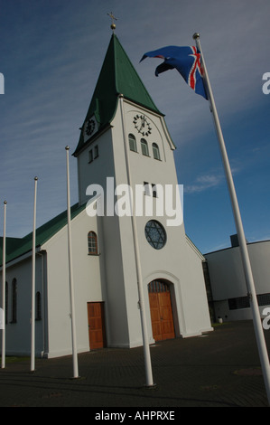 Hafnarfjordur church, a suburb of Reykjavik, Iceland, Europe Stock Photo