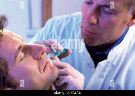 Man having neurotoxin injection Stock Photo