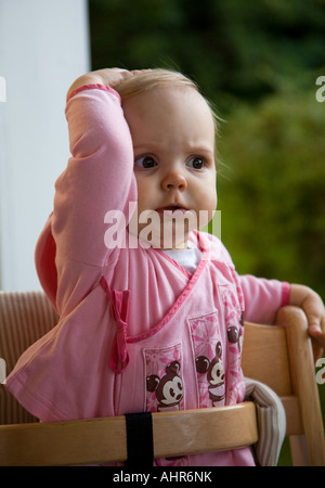 Toddler looking worried Stock Photo